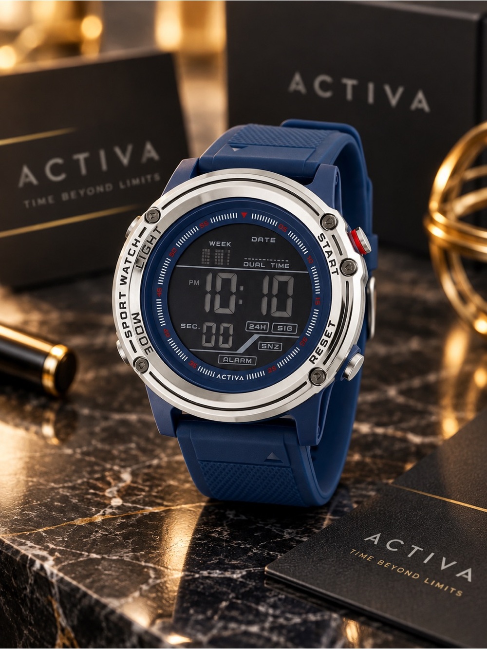 Activa x Invicta Voyager Men’s Digital Watch 52mm Blue NIB